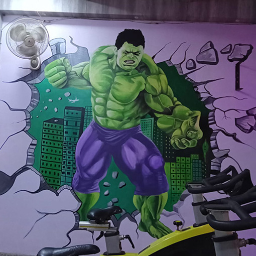 Hulk gym mural